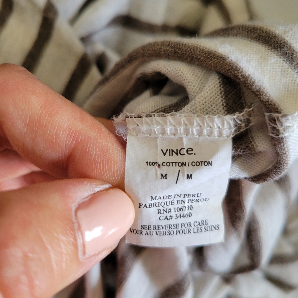 Vince Striped Drop Shoulder Long‎ Sleeve Pocket Tee Size M - Picture 7 of 8